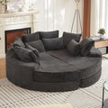 78'' Oversized Round Sleeper Sofa Bed, Convertible Circle Chaise Lounge Chair Indoor, Modern Fluffy Plush Corduroy Cloud Boneless Couch, Assembly Free, Comfy Bean Bag for Living Room, Black