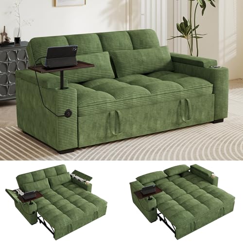 108”Pull Out Sofa Bed, U Shaped Sleeper Sofa for Living Room, Black