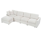 130" L-Shaped Modular Sectional Sofa Modern Deep Seat Cloud Couch for 5, Oversized Chenille Fabric Cloud Sectional Couches with 1 Ottoman Chaise, Higher Seater (21.7 inch)