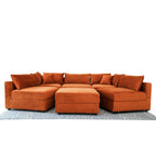 Velvet Modular Sofa in Burnt Orange, Sectional with L-Shape Design, Easy Assembly for Contemporary Homes