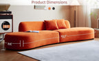 WILLIAMSPACE 132" Oversize Curved Sofa Couch for Living Room, Modern Luxury 2 Pieces Upholstered Cloud Sofa Curved Couch with Half Moon Design, Velvet 6 Seater Sofa for Apartment, No Assembly, Orange