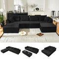 130" Modular Sectional Sofa with Ottoman, U-Shaped Corduroy Couch