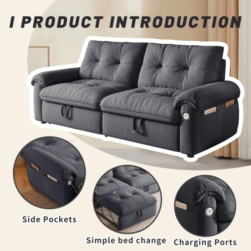77.2" Convertible Sofa Bed, 2-in-1 Loveseat Pull Out Sleeper Couches