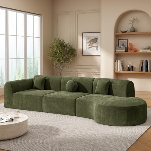 WILLIAMSPACE 111" Sectional Curved Sofa Couch with Fully Compressed Sponge
