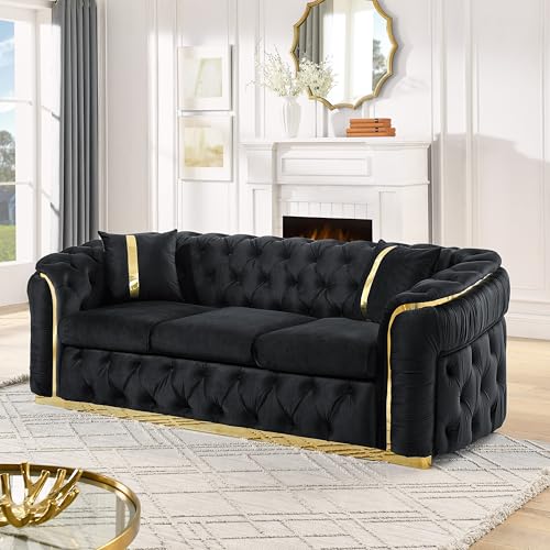 WILLIAMSPACE 132" Oversize Curved Sofa Couch for Living Room, Modern Luxury 2 Pieces Upholstered Cloud Sofa Curved Couch with Half Moon Design, Velvet 6 Seater Sofa for Apartment, No Assembly, Orange
