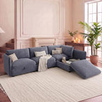 125" Modular Sectional Sofa with Under-Seat Storage, 6-Seater, White