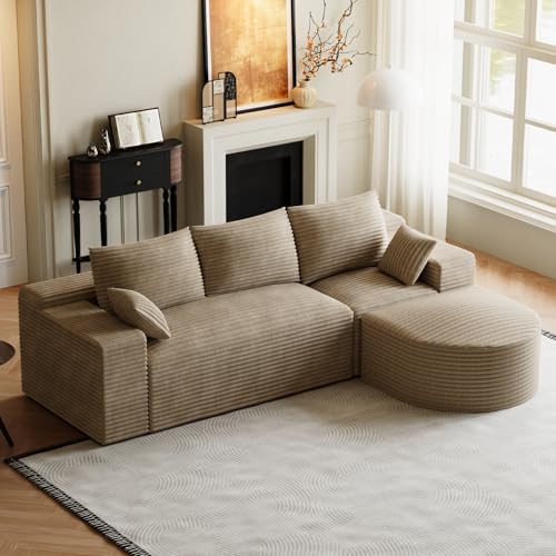 107" U Shaped Modular Boneless Sectional Sofa with 2 Curved Ottomans, Green