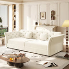 Velvet Pull Out Sofa Bed, Convertible Sleeper Sofa with Deep Seat, Handmade Tufted Back and 2 Pillows, Compact Couch Bed for Small Living Room, Apartment (Light Grey, 100")