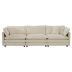 U-Shaped Sectional Sofa Beige Chenille Flexible Combination Living Room, Home Theater Modern Comfort