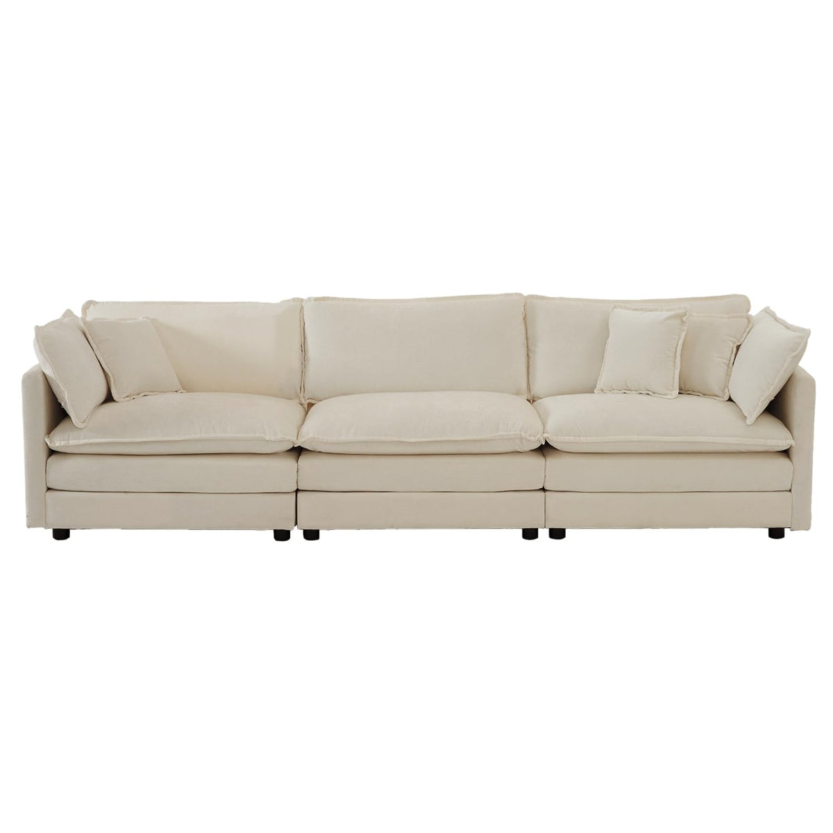 U-Shaped Sectional Sofa Beige Chenille Flexible Combination Living Room, Home Theater Modern Comfort