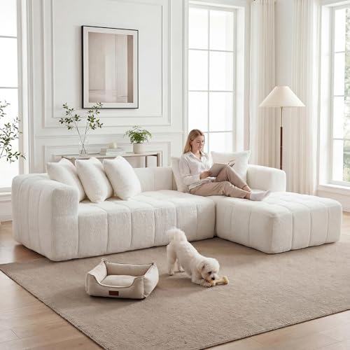 WILLIAMSPACE 111" Sectional Curved Sofa Couch with Fully Compressed Sponge