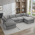U Shaped Sectional Sofa, 141 in Cloud Couch, Black