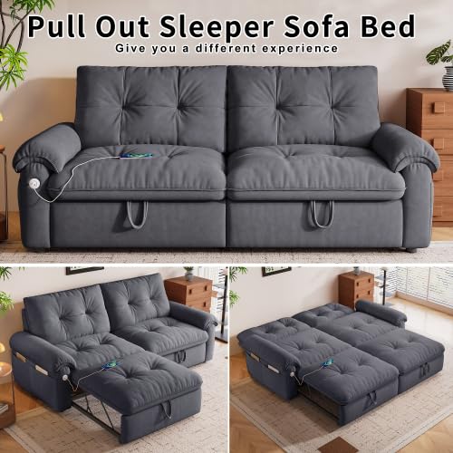 77.2" Convertible Sofa Bed, 2-in-1 Loveseat Pull Out Sleeper Couches