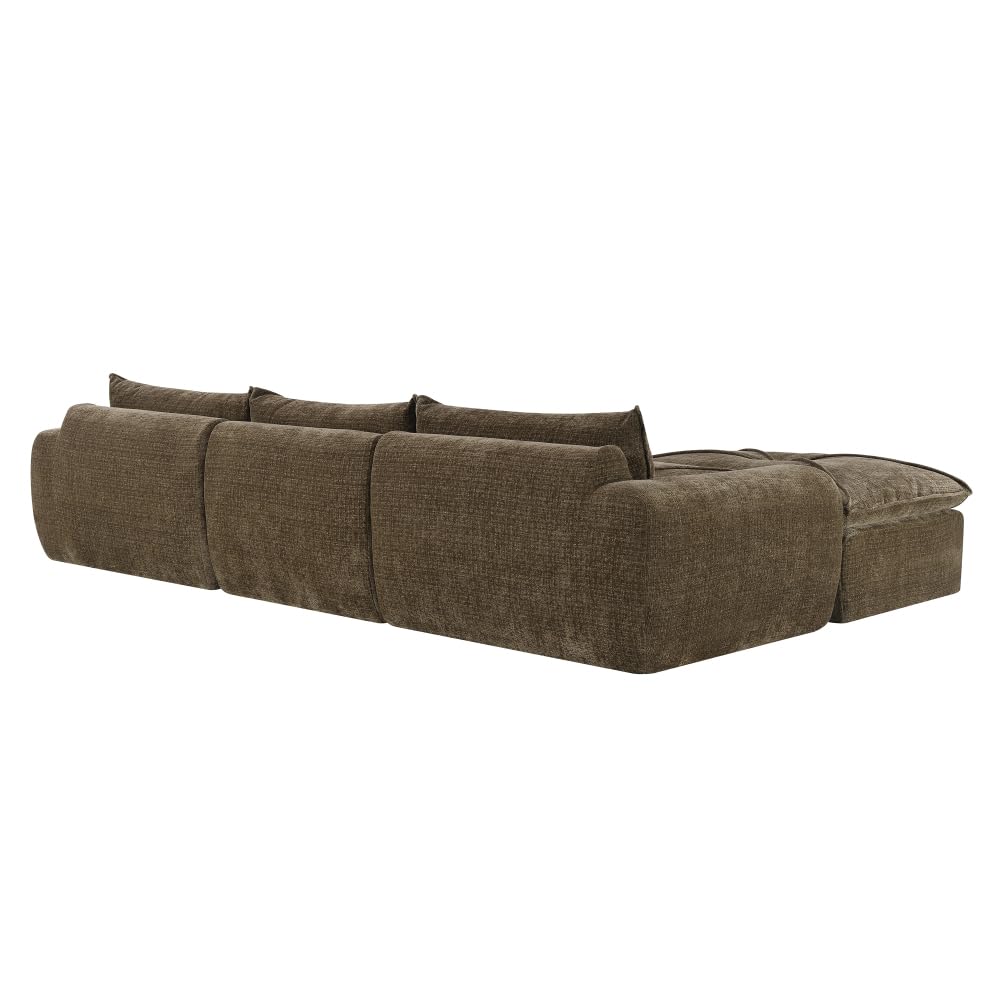 [VIDEO]116'' Fully Compressed Sofa with High Density Foam, Integrated Backrest&Seat Cushion, Decorative Edging, Legless Design Without Frame, No Assembly Required, Free Combination, Particle Chenille