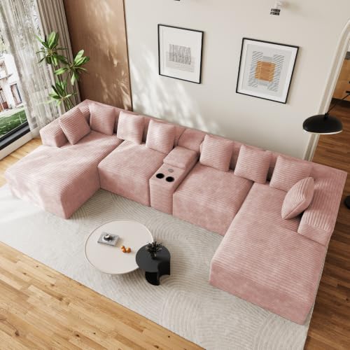 131" Oversized U-Shaped Cloud Sectional Sofa with Double Chaise, Blue