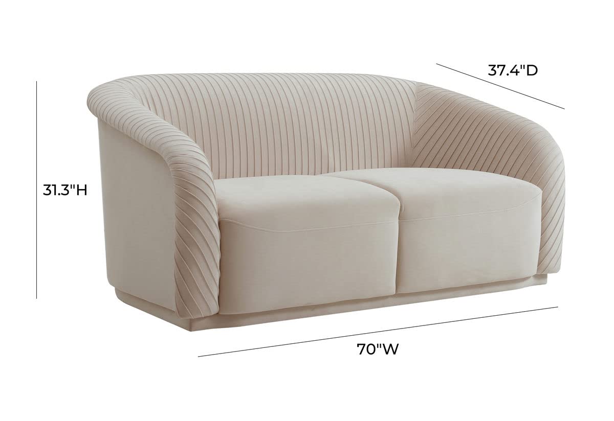 TOV Furniture Yara 70" Pleated Beige Performance Velvet Loveseat