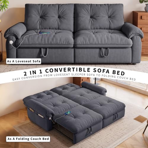 77.2" Convertible Sofa Bed, 2-in-1 Loveseat Pull Out Sleeper Couches
