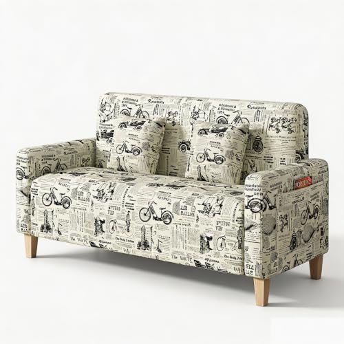Upholstered Reception Sofa, Fabric Waiting Room Couch with Hidden Storage