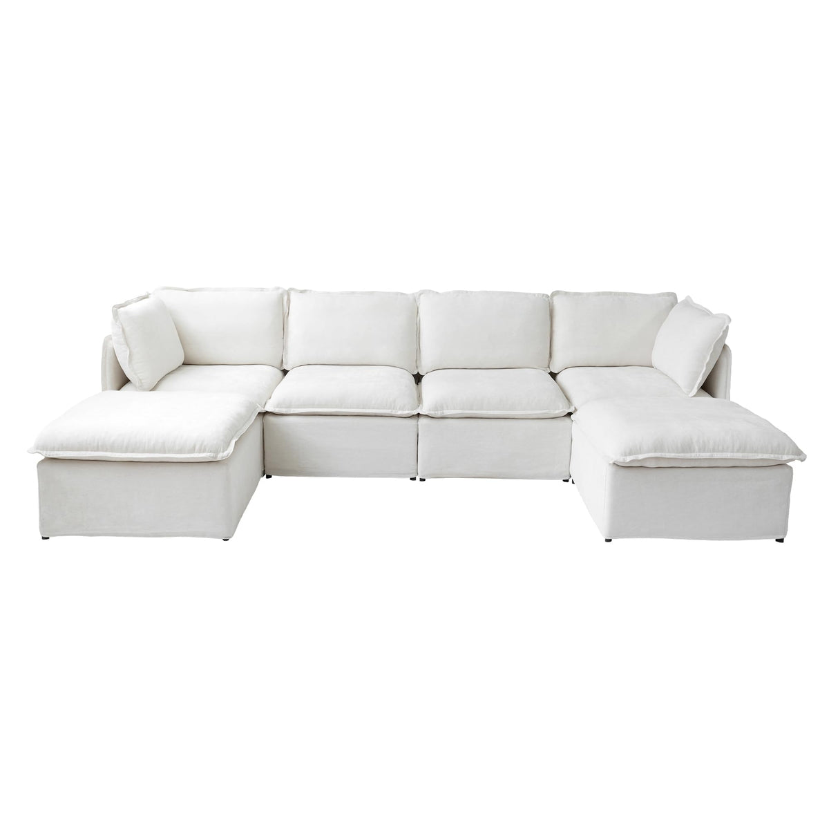 WJShome 5-Seater Cloud Modular Sofa Sectional Living Room Couch, Khaki