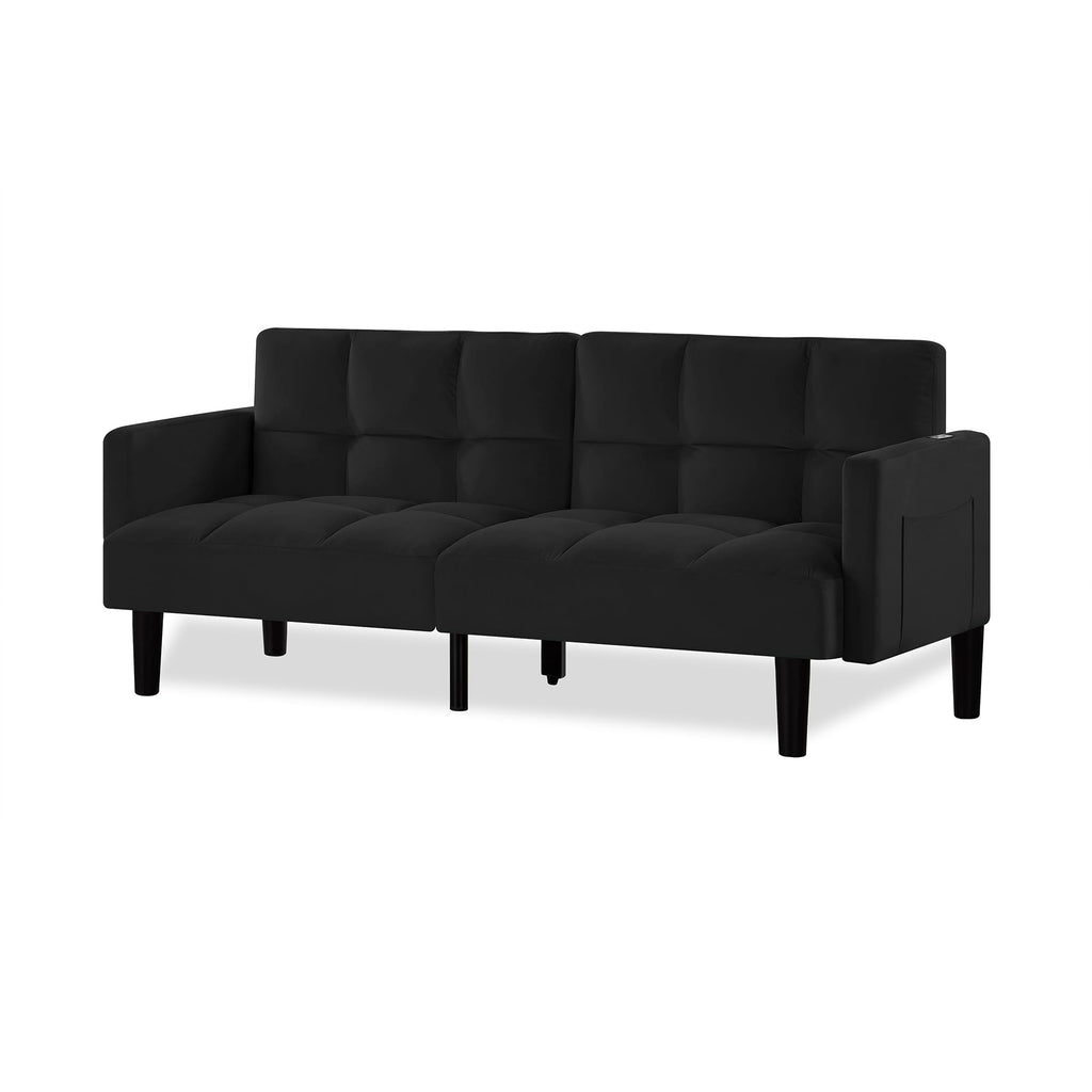 Velvet Futon Couch Convertible Folding Sofa Bed Tufted Couch for Apartment