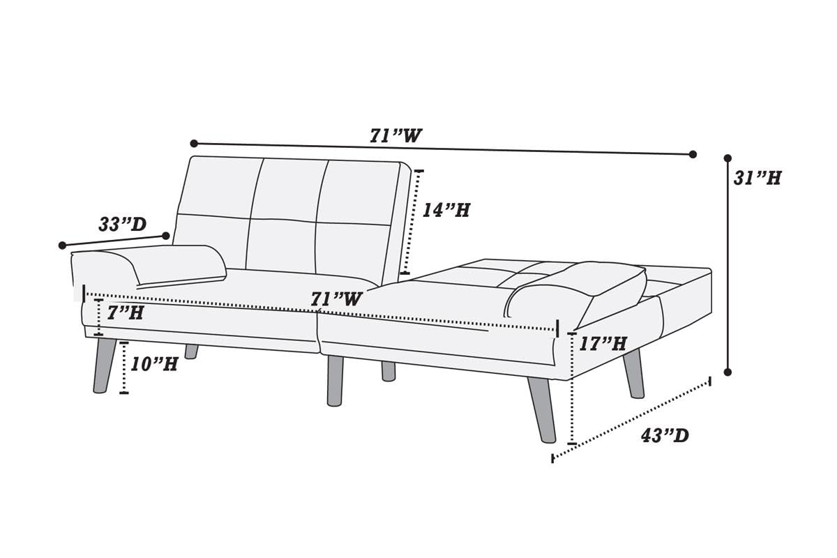 Tidyard Blue Grey Polyfiber Adjustable Tufted Sofa with Solid Wood Legs, Convertible Couch for Living Room, Includes Extra Cushion, Modern Comfortable Design, Easy Assembly