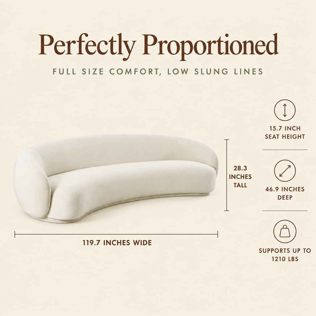 Tov Furniture Kendall 120 Inch Sofa (Cream)