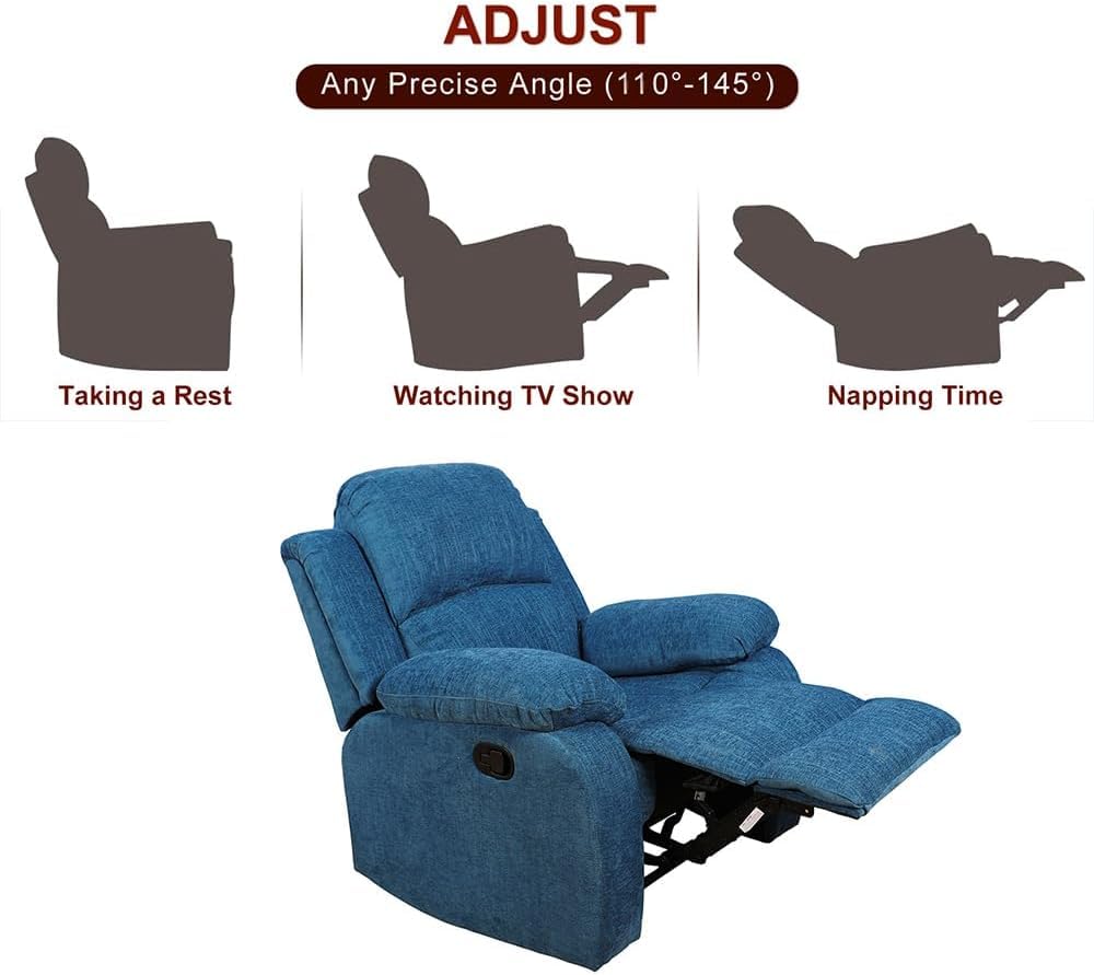 Bonded Leather Living Room Furniture Set Reclining Sofa Set Loveseat Furniture Sets in Living Room Sofa Recliners (3 Pieces, Blue Microfiber)