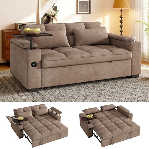 108”Pull Out Sofa Bed, U Shaped Sleeper Sofa for Living Room, Black