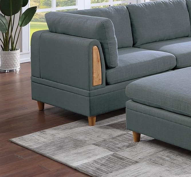Tidyard Living Room Corner Sofa Wedge, Steel Gray Dorris Fabric Sectional with Wooden Legs, Plush Comfort Couch, Contemporary Style, 3? x 3? No Brand Name