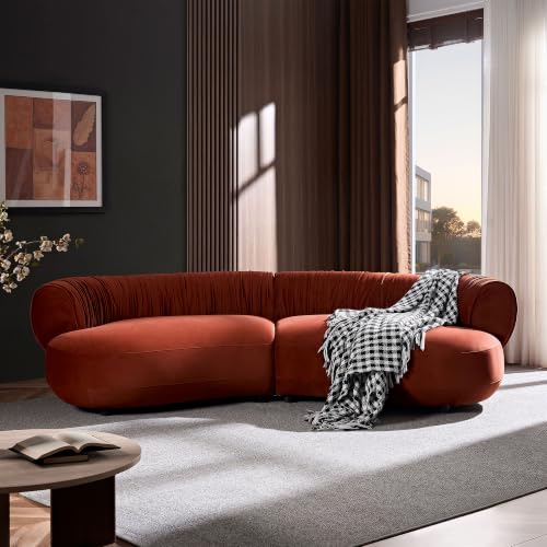 WILLIAMSPACE 66" Modern Velvet Curved Sofa Couch for Living Room, Nomad
