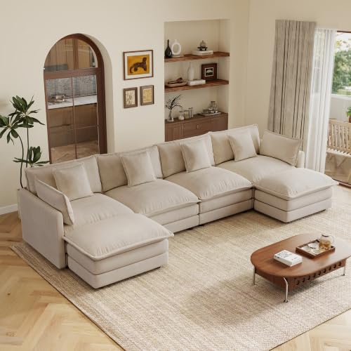 103.8" Modular Cloud Couch Chenille Sectional Sofa L Shaped Couch