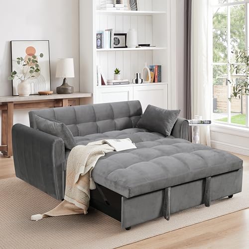100" Modular Sectional Sleeper Sofa with Pull Out Bed/Side Table/USB Charging/Storage Chaise, Comfy Convertible Cloud Couch, U Shaped 7 Seat Corduroy Sofa with Cup Holders,Green