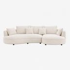 124.8" Modern Curved Sectional Sofa with Chaise, Upholstery Boucle Sofa with Pillows,Sectional Couch for Living Room - (Beige,Right Hand Facing)
