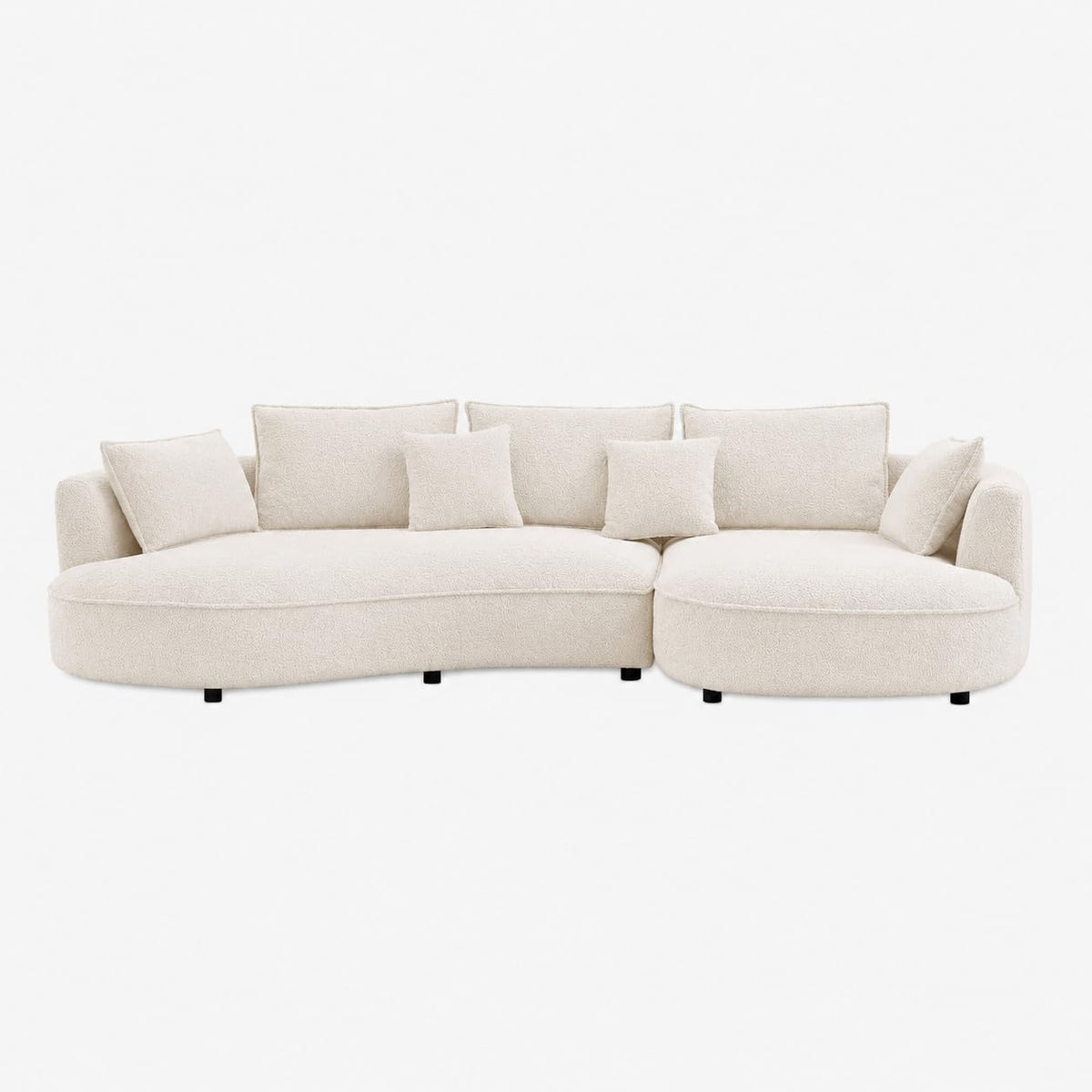 124.8" Modern Curved Sectional Sofa with Chaise, Upholstery Boucle Sofa with Pillows,Sectional Couch for Living Room - (Beige,Right Hand Facing)