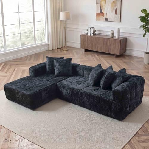 WILLIAMSPACE 111" Sectional Curved Sofa Couch with Fully Compressed Sponge