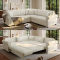 118" Sleeper Sofa Bed, Sectional Couches for Living Room/Apartment, Chenille L Shaped Couch with Pull Out Couch Bed, Convertible Sectional Sofa with Rolled Arm & Nailhead Trim, Green