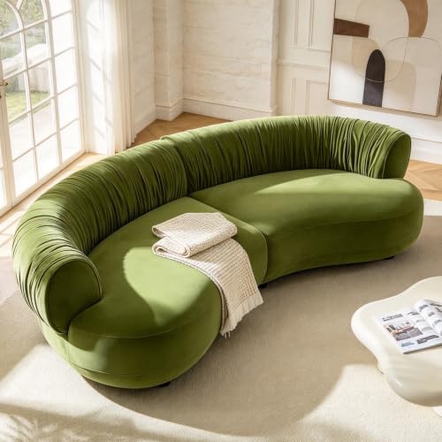 109" Modern Curved Sofa, Oversized Luxury Sectional Sofa, Camel