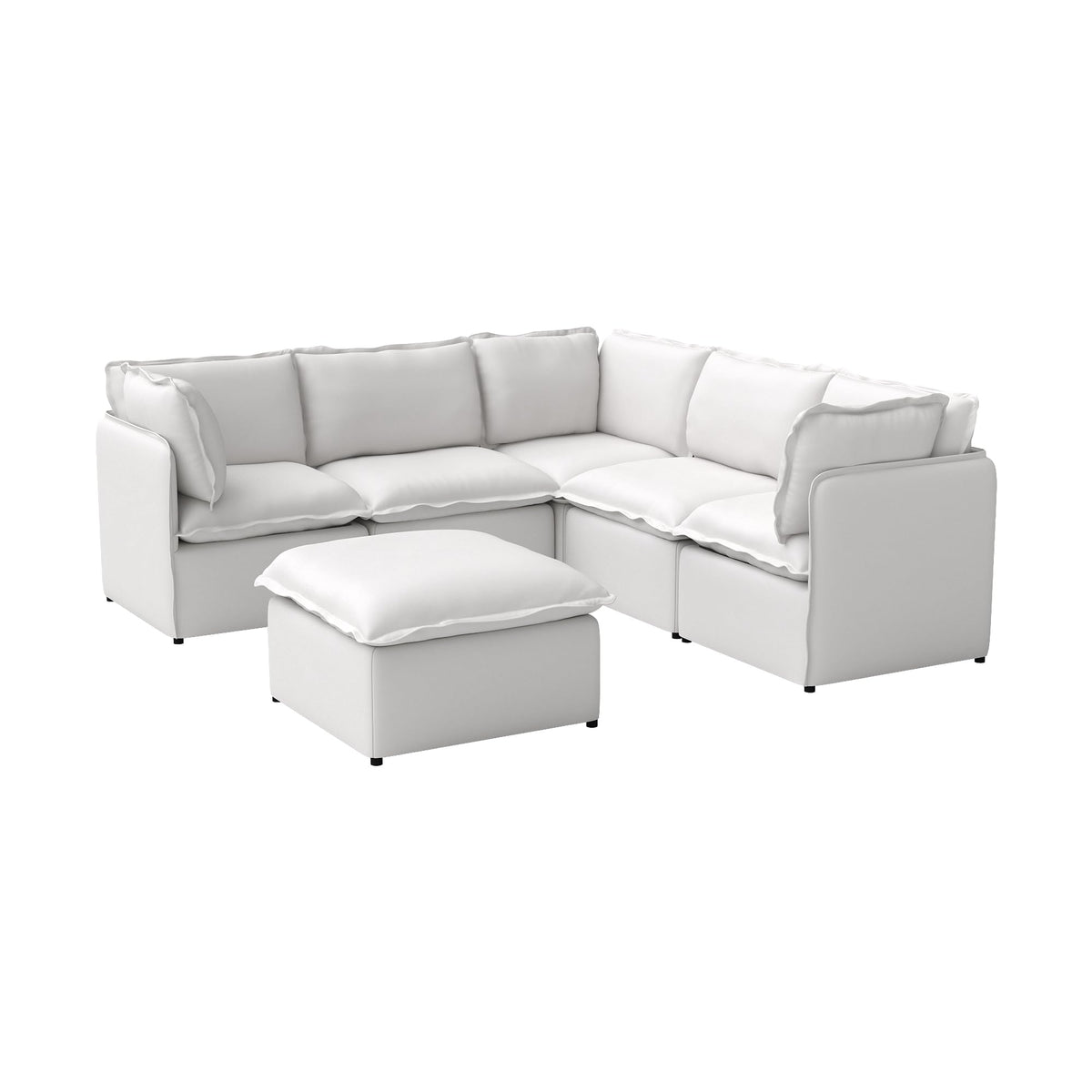 WJShome 5-Seater Cloud Modular Sofa Sectional Living Room Couch, Khaki