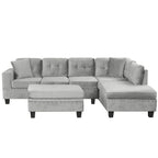 105" Modern Sectional Sofa with Storage Ottoman Gray Design Living Room Cozy Comfort