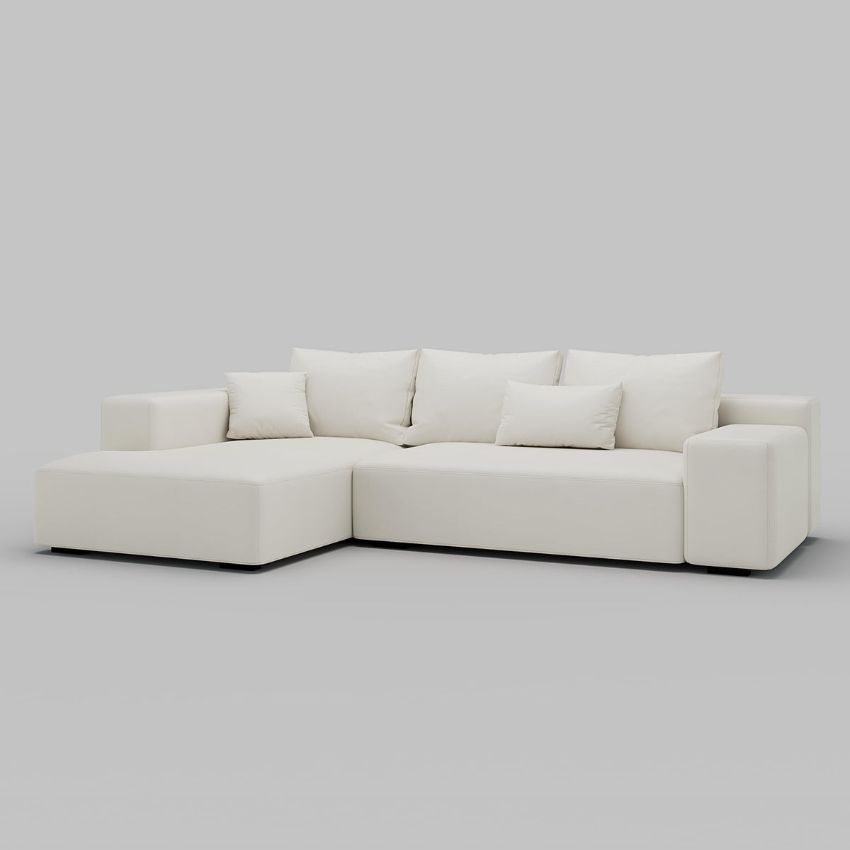 Acanva Imola L-Shaped Sectional Sofa with Chaise, Vegan Leather
