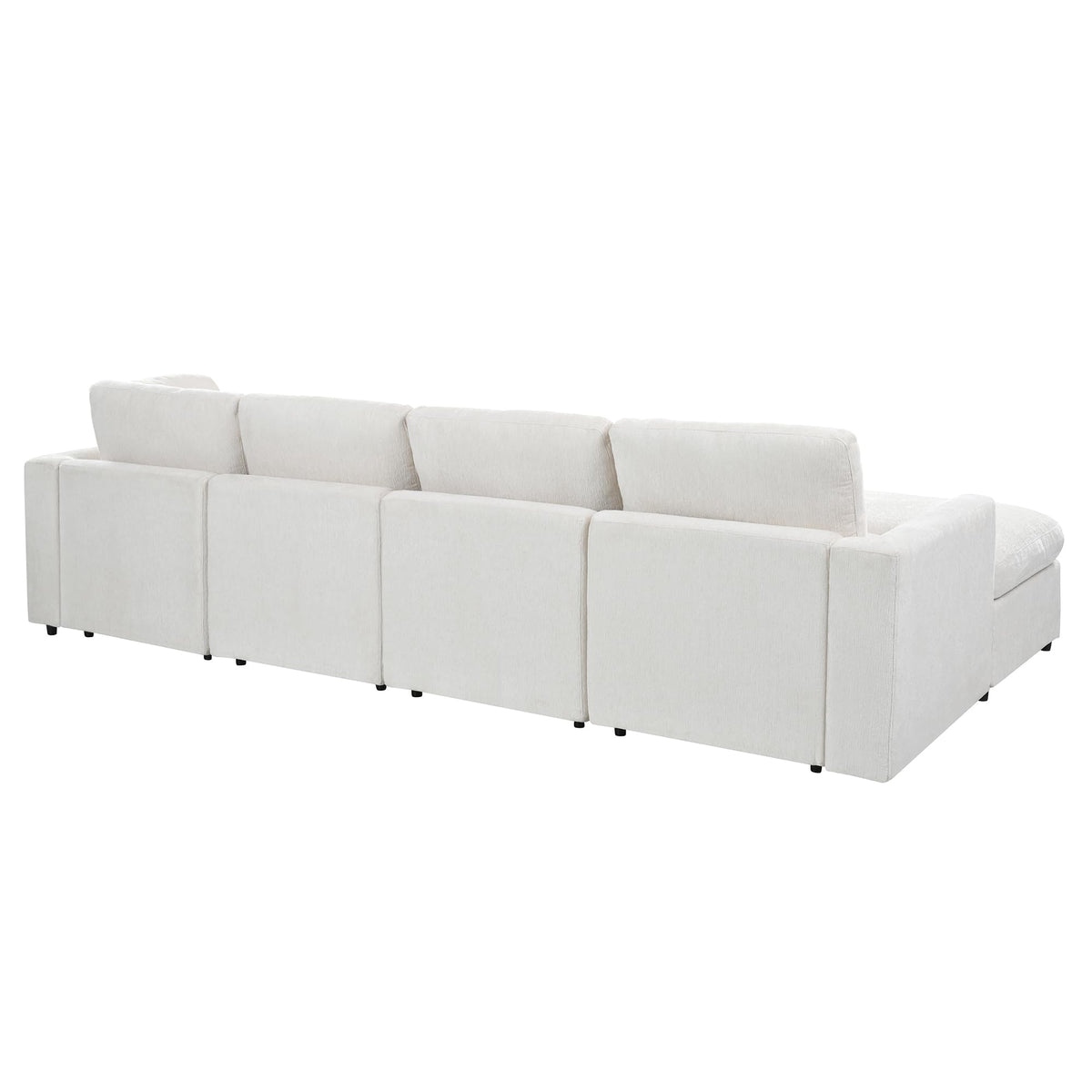 Virubi 130.3" 6-Seater Modular Sectional Sofa, Chenille Upholstered Couch with Solid Wood Frame, 2 Movable Ottomans, Includes 1 Throw Pillow, Deep Seat Modern Sofa Set for Living Room and Apartment