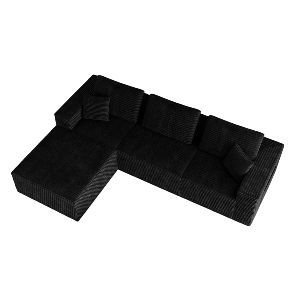 106.30 * 106.30" Modular sectional Sofa seat,Upholstered Compressed Couch for Living Room,Bedroom,Apartment,No Assembly Required,5 PC Free Combination (Black -)