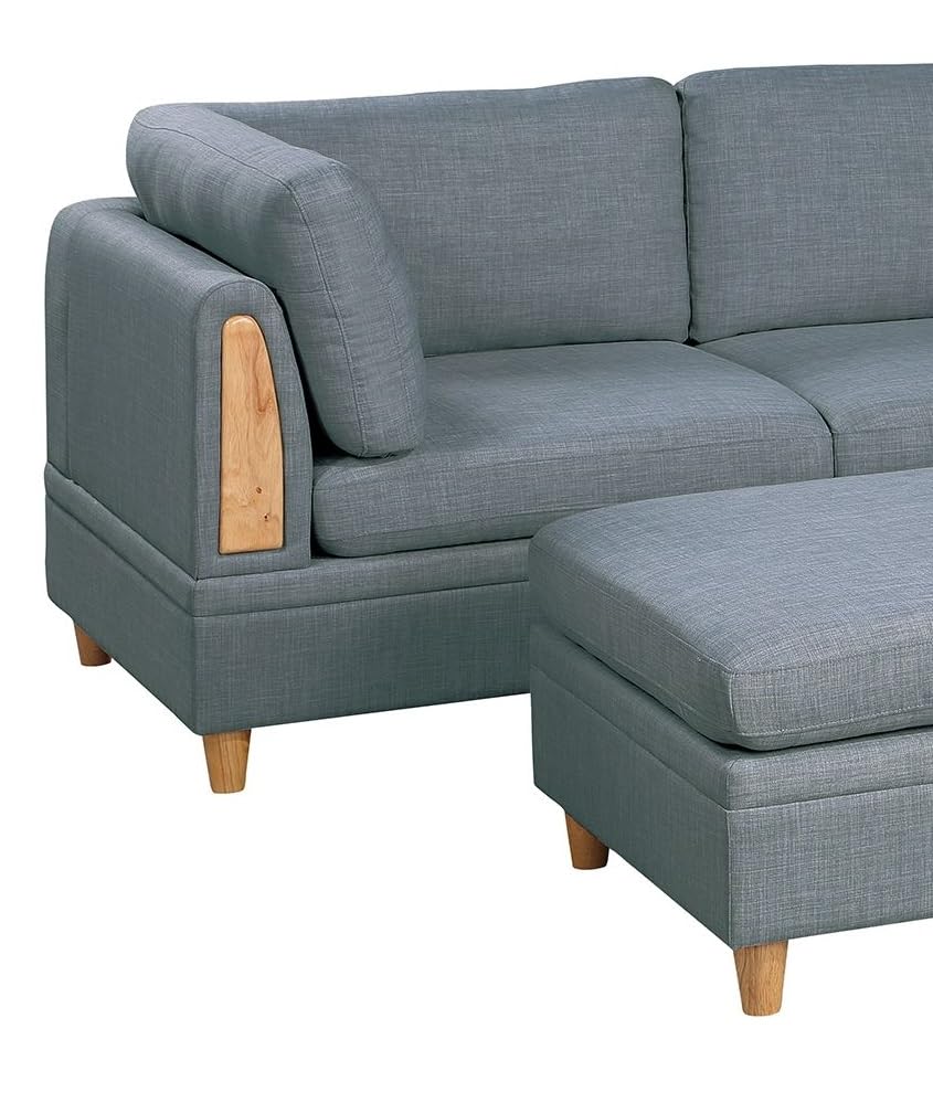Tidyard Living Room Corner Sofa Wedge, Steel Gray Dorris Fabric Sectional with Wooden Legs, Plush Comfort Couch, Contemporary Style, 3? x 3? No Brand Name