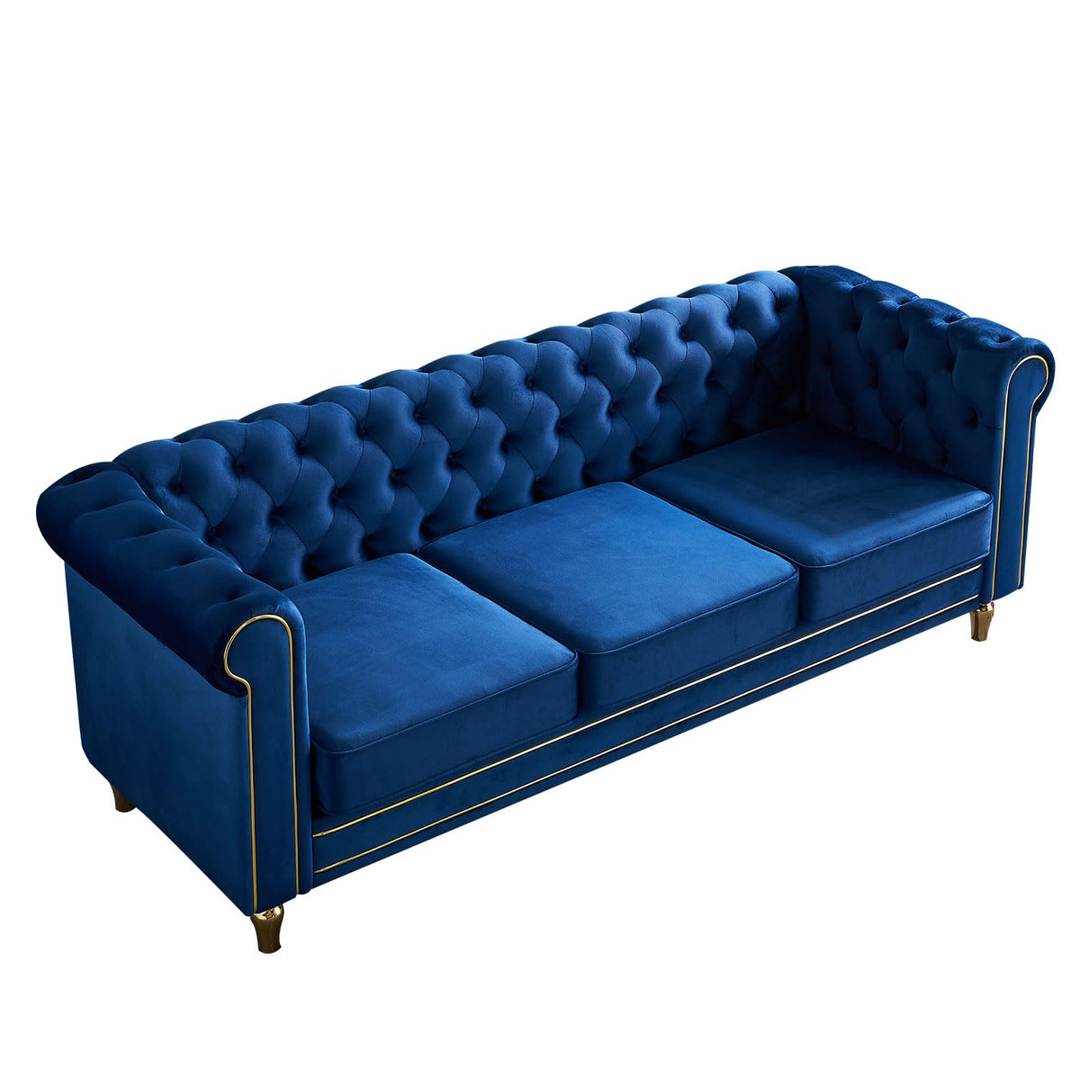 Velvet Sofa 84.65 inch for Living Room Blue Color CY368