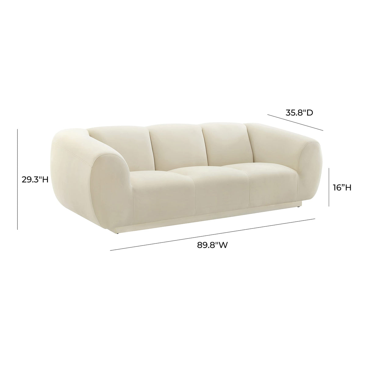 Tov Furniture Emmet 90" Cream Performance Velvet Sofa