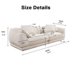 110" Modern Velvet Sofa, Luxury Curved Couch, Comfy Fluffy Cloud Sofa Deep Seat, Oversized Modular Sectional Sofa, Minimalist Memory Foam Upholstery Sofa for Living Room Office Apartment, Beige