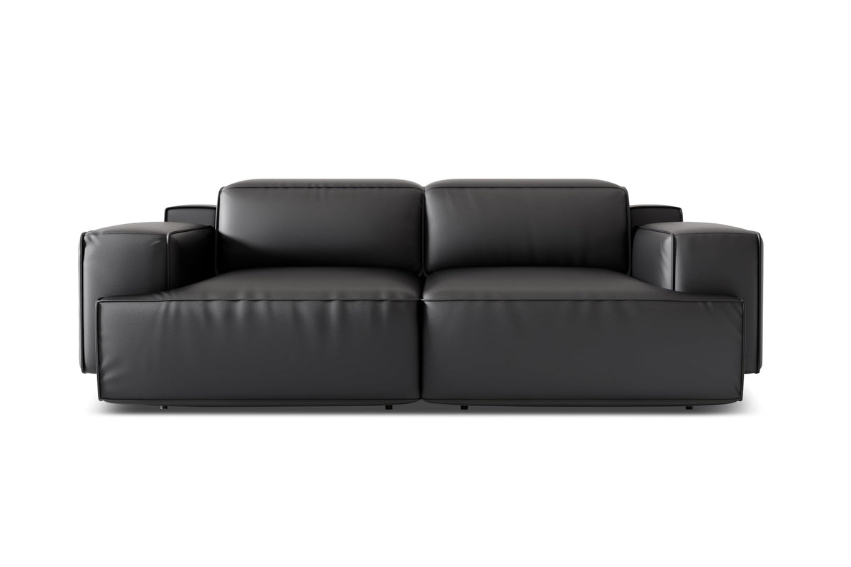 Valencia Valentina Leather Loveseat Recliner Couch Adjustable Headrest Power Recliner Sofa - Premium Nappa 11000 Leather (Black)