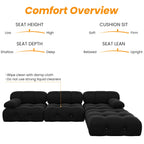WJShome Modular Sectional Sofa with Ottoman,103.95 inch Convertible Sofa Couch with Reversible Chaise,Velvet L Shaped Minimalist Couch for Living Room, Modern Large Free Combination,Black