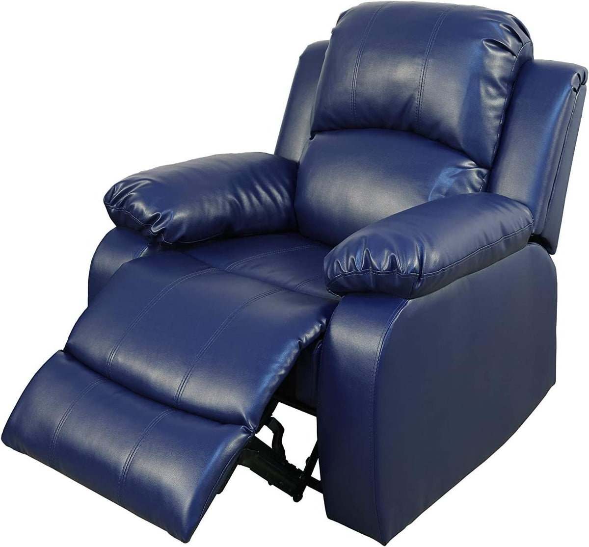 Bonded Leather Living Room Furniture Set Reclining Sofa Set Loveseat Furniture Sets in Living Room Sofa Recliners (3 Pieces, Blue Microfiber)