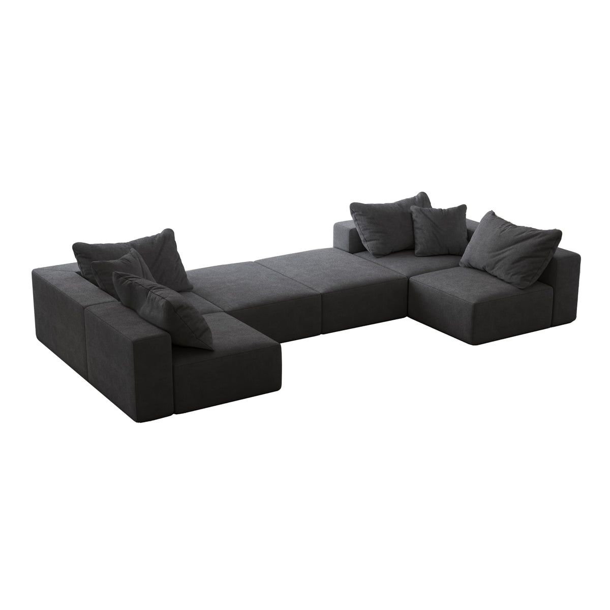 Tidyard Oversized Sponge Cloud L-Shaped Sectional Sofa Set with 6 Pillows, Modern Chenille Upholstered Modular Couch for Living Room or Bedroom, No Assembly Required, Free Combination Design, 16?